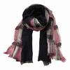 Autumn Plaid Double-Layer Linen Scarf for Women - Retro Cotton British Style Shawl