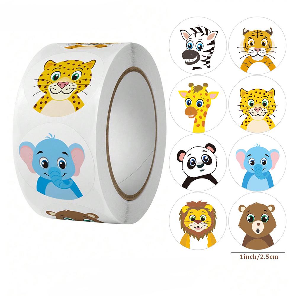 500pcs/Roll Mix Animal Sealing Stickers Cute Fox Rabbit Decals DIY Notebook Fridge Suitcase Reward Waterproof Label Sticker Toy