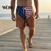 American Flag Pattern Shorts Funny Patriotic Men Shorts, Stars And Stripes Swim Trunks, Quick Mens Trunks Dry Drawstring Waist Board for Summer Beach