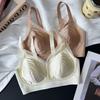 Silky Satin Mesh Invisible Push Up Gathered Wireless Bra For Women