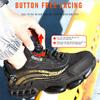 Yeni İş Ayakkabıları Erkek Kaliteli Döner Düğmeli Erkek Güvenlik Ayakkabıları Darbeye Dayanıklı Delinmeye Dayanıklı Yıkılmaz Ayakkabılar İş Güvenlik Botları