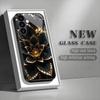 Black Lotus Pattern Tempered Glass Phone Case Suitable for Samsung Galaxy S26 S25 S24 S23 S22 S21 S20 FE/Ultra/Plus Anti Drop