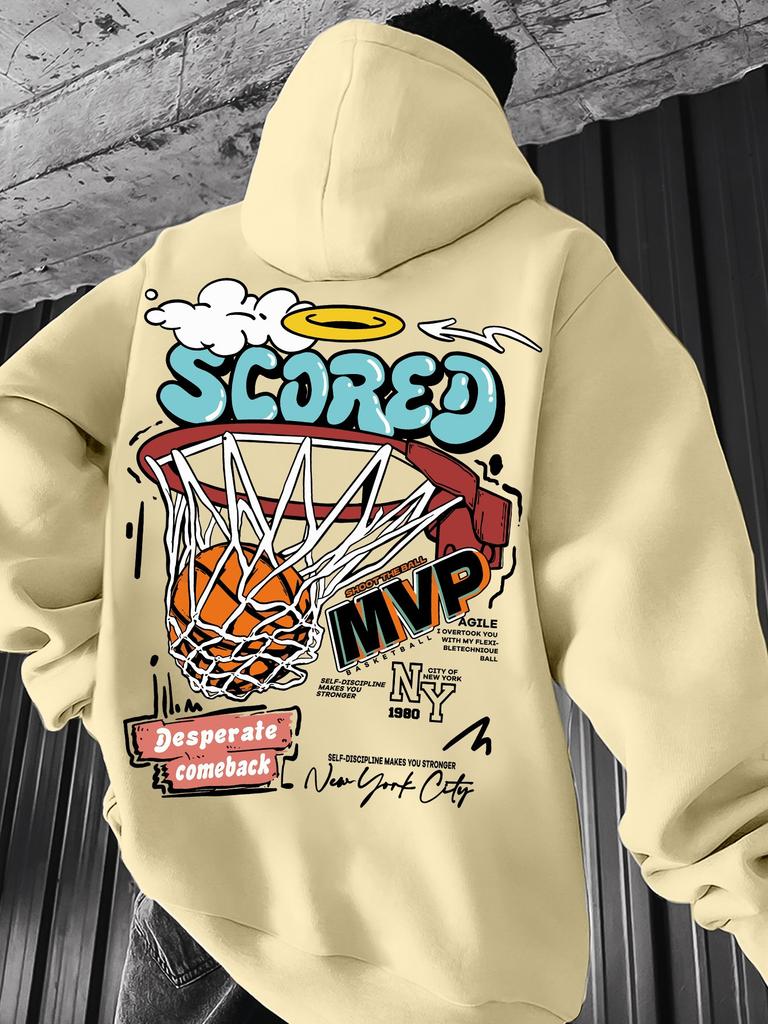 2025 New Autumn Men's Casual Basketball Printed Hoodie Sports Outdoor Soft Large Size Loose High Quality Cotton Pullover