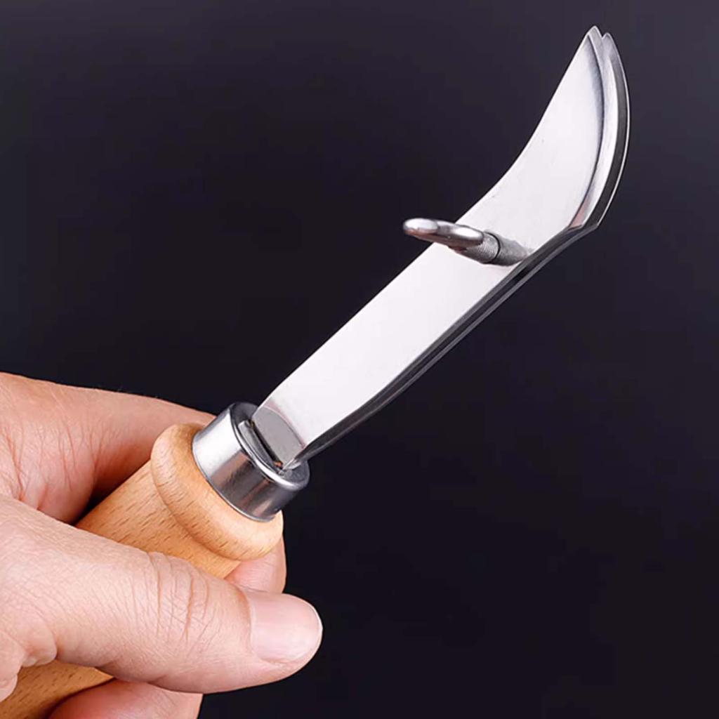 Handmade Leather Edge Stitcher, Adjustable Width Leather Edger with Stainless Steel Blade & Wood Handle for Punching Marking