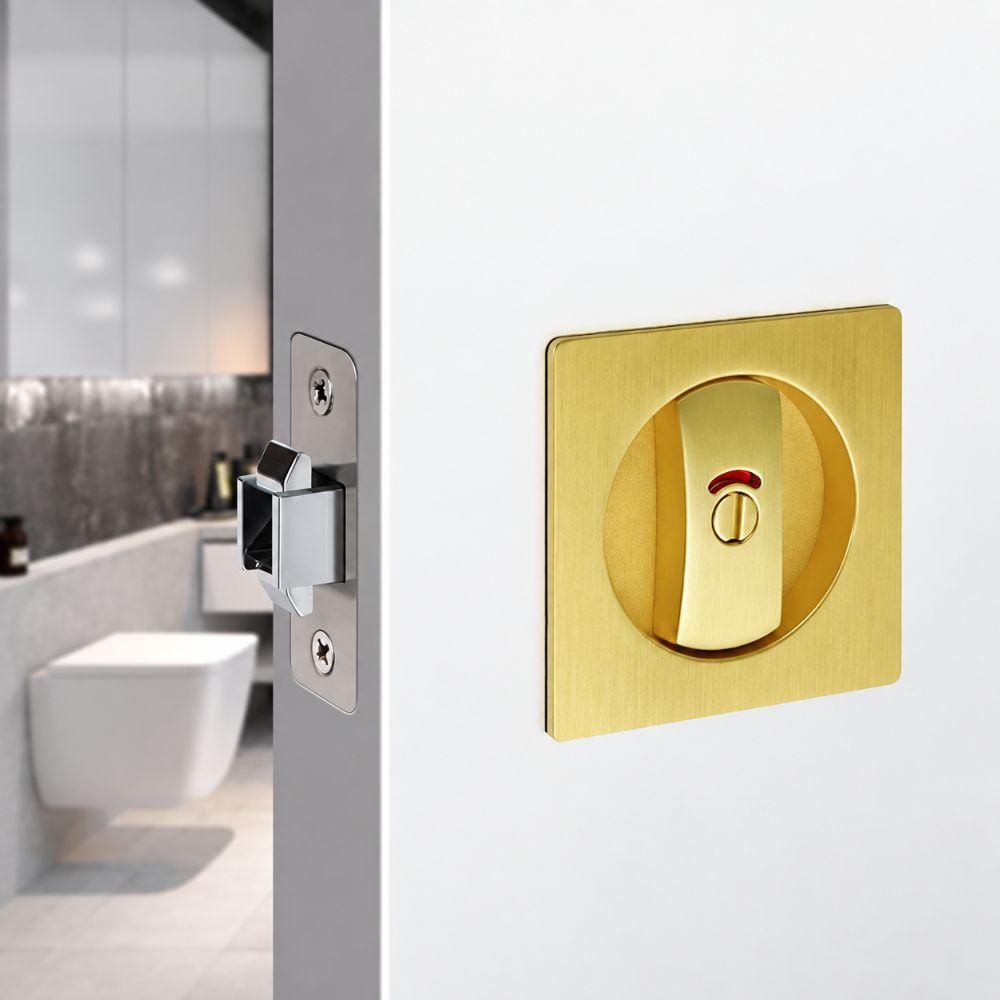 Zinc Alloy Pocket Door Lock Self-Locking Keyless Lock Premium Sliding Privacy Lock Home