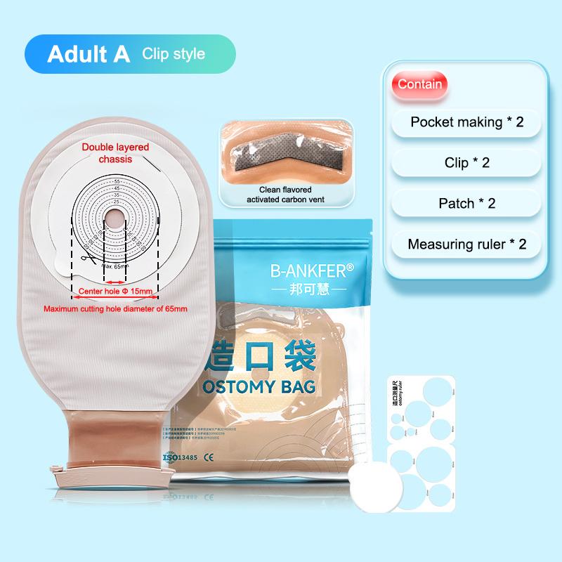 Sacche per Stomia Colostomia Barrier Due Pezzi Sacche Drenabili Con Chiusura ad Anello o Clip Adulti Bambini Ileostomia Cura dello Stoma 20-65 mm
