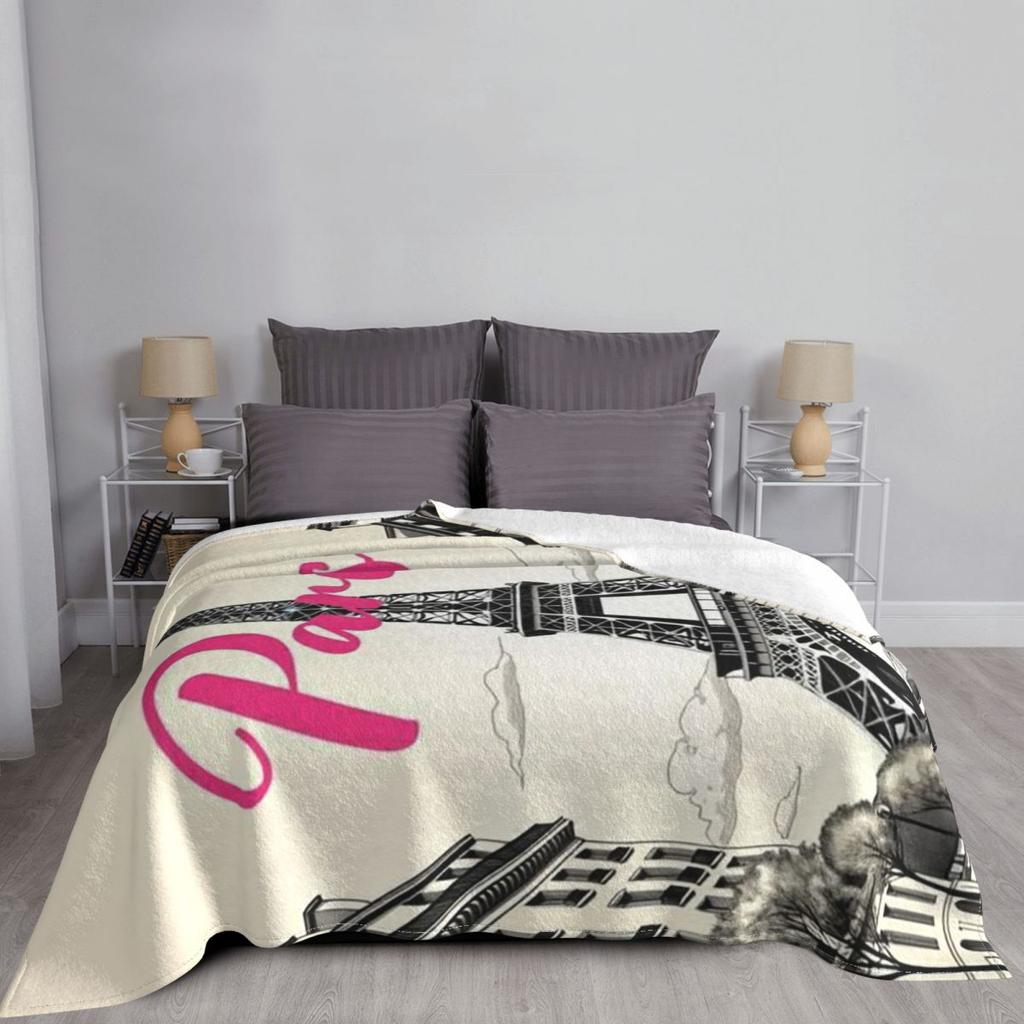 Paris Eiffel Tower Blankets Soft Warm Flannel Throw Blanket Bedding for Bed Living Room Picnic Travel Home Couch