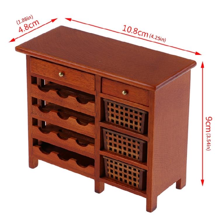 Wooden Wine Storage Cabinet For Model Doll House Kitchen Scene Arrangement 1/12 Miniature Furniture Display Accessory