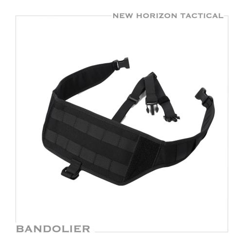 NEW HORIZON BANDOLIER Lightweight Molle Platform CORDURA Bandolier Lightweight Molle Platform for Airsoft, Cordura Nylon (BLACK)