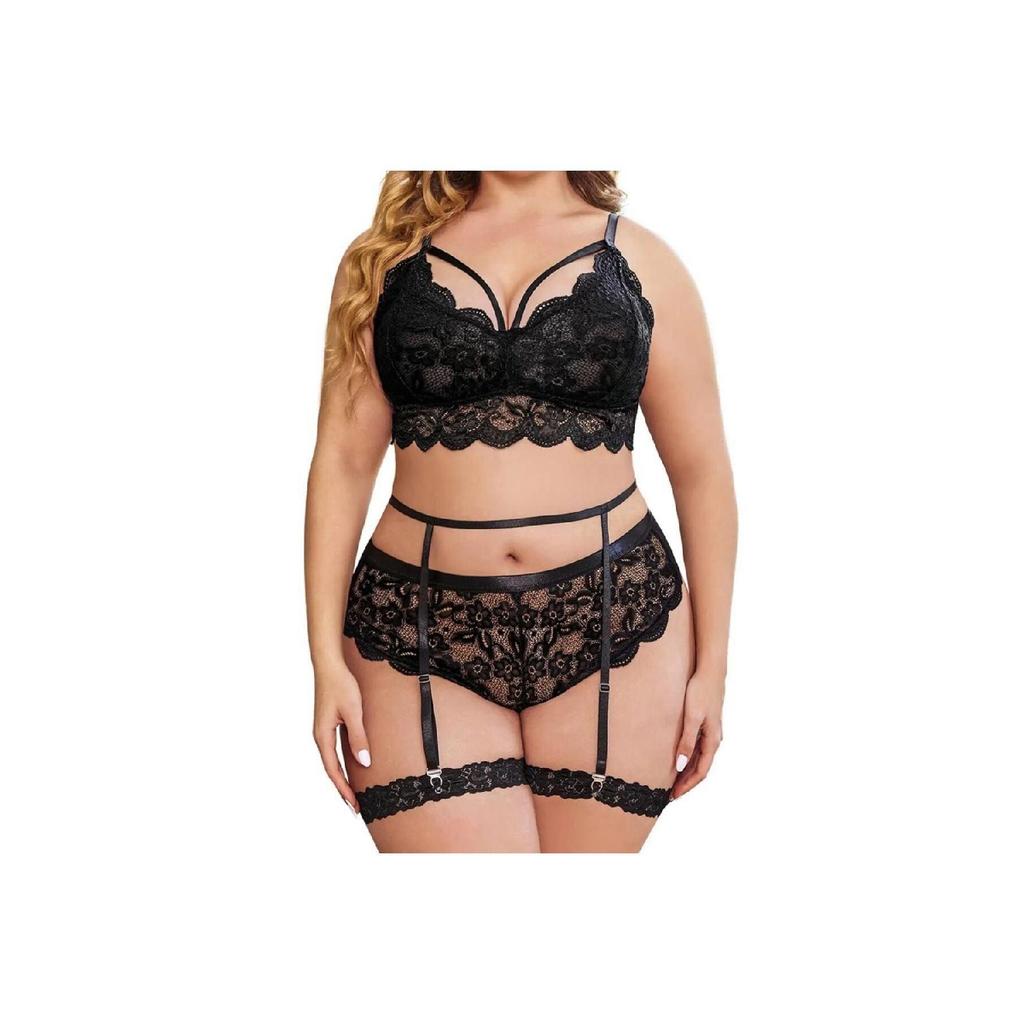 Nuitamore Plus Size Red Garter Set