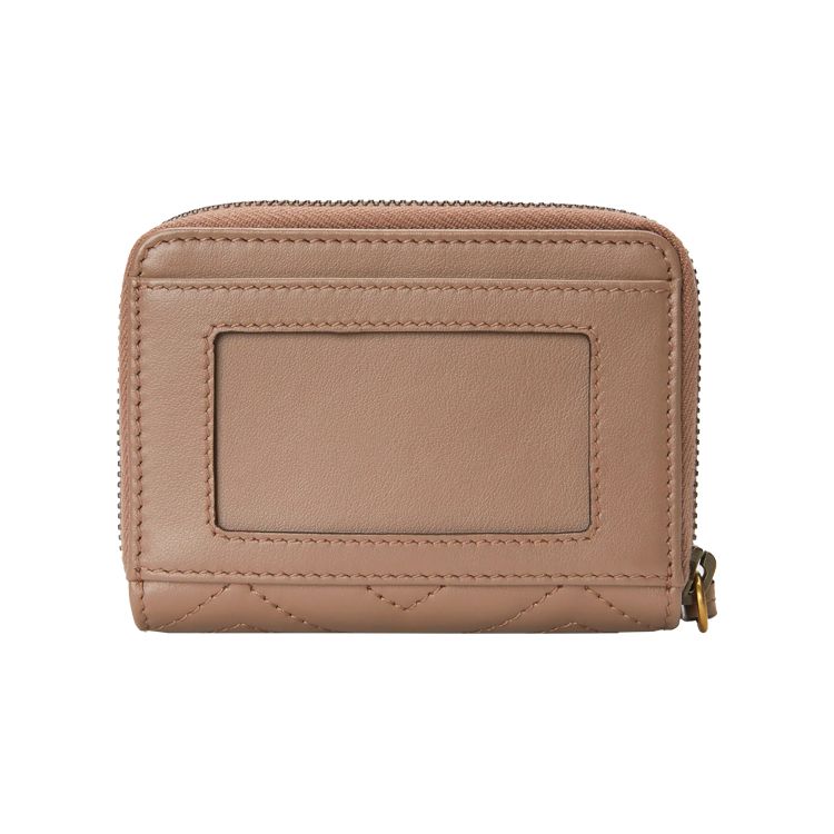 Gucci GG Marmont Quilted Zipper Leather Card Holder Coin Purse Women Wallets Gray Pink 671772-DTDHT-5729