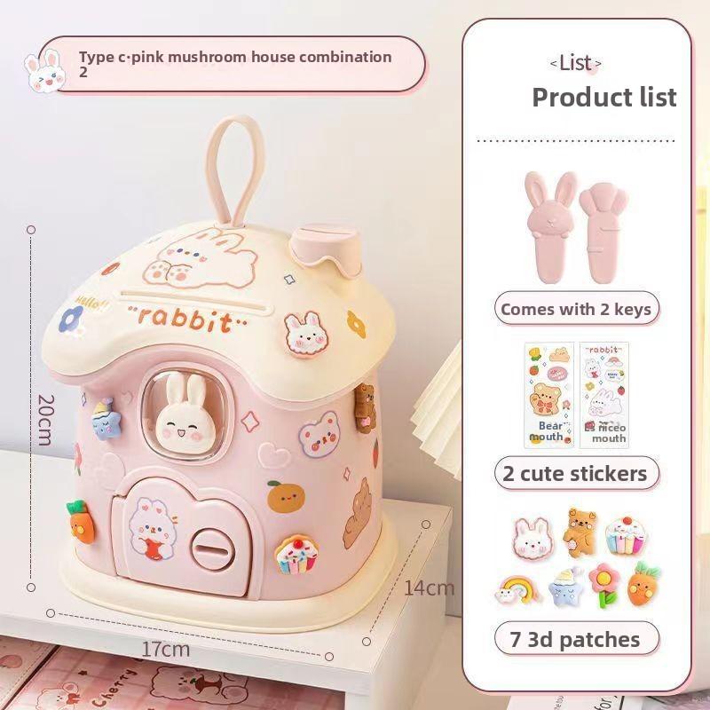 Internet Celebrity Piggy Bank Creative Cartoon Shape Cute Small House Can Save Large Capacity Plastic Piggy Bank