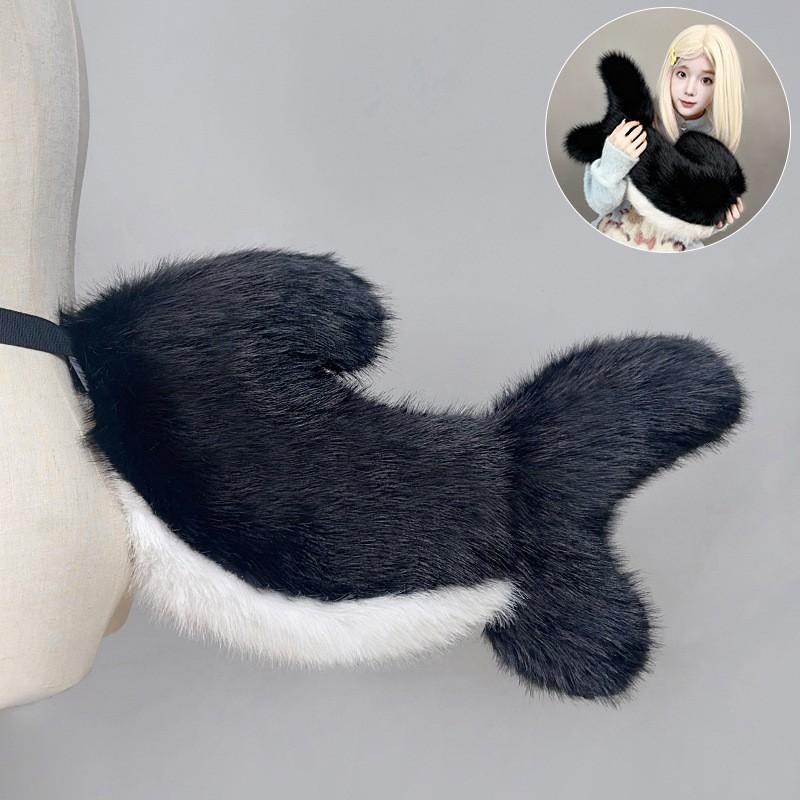Furry Shark Tail Cosplay Prop Adults - Kigurumi Style Anime Costume Accessory In Blue Or Black
