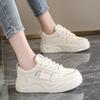 Stepping on shit feels thick baseplate shoes women's 2025 new autumn leather breathable little white shoes light sports student casual shoes