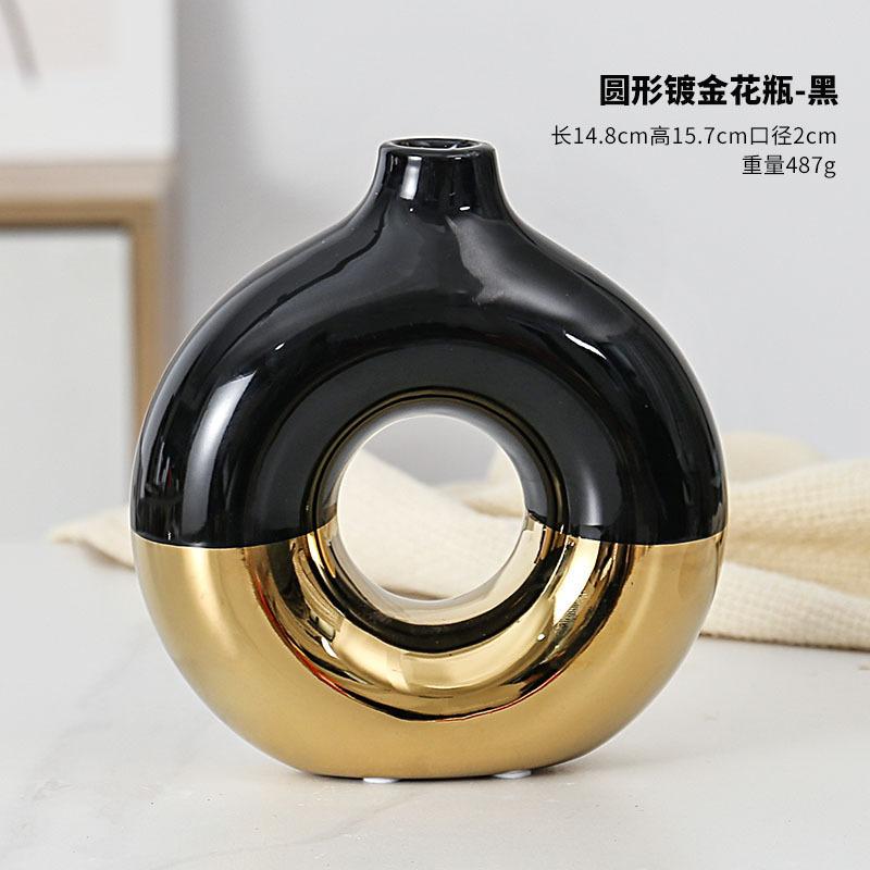

Керамическая ваза с гальваническим покрытием Nordic Advanced Feeling Creative Flower Arrangement Ceramic Handcraft Ornaments Art Decorative Vase