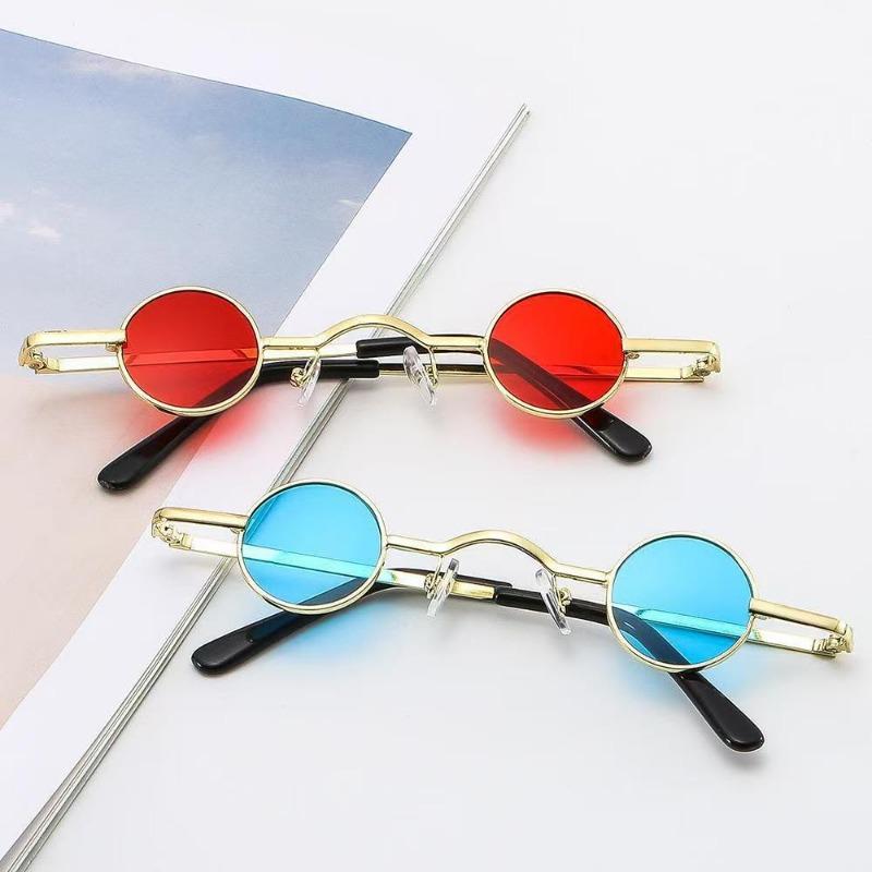 Retro Hip-Hop Round Small Frame Sunglasses UV400 Metal Eyewear for Women Men Gafas De Sol