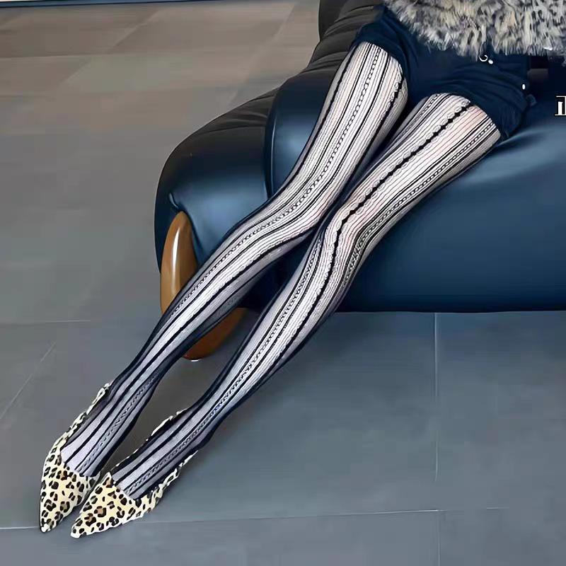 Women's Pure Desire Black Argyle Fishnet Pantyhose: Sexy Silk Niche Design for Spring and Autumn