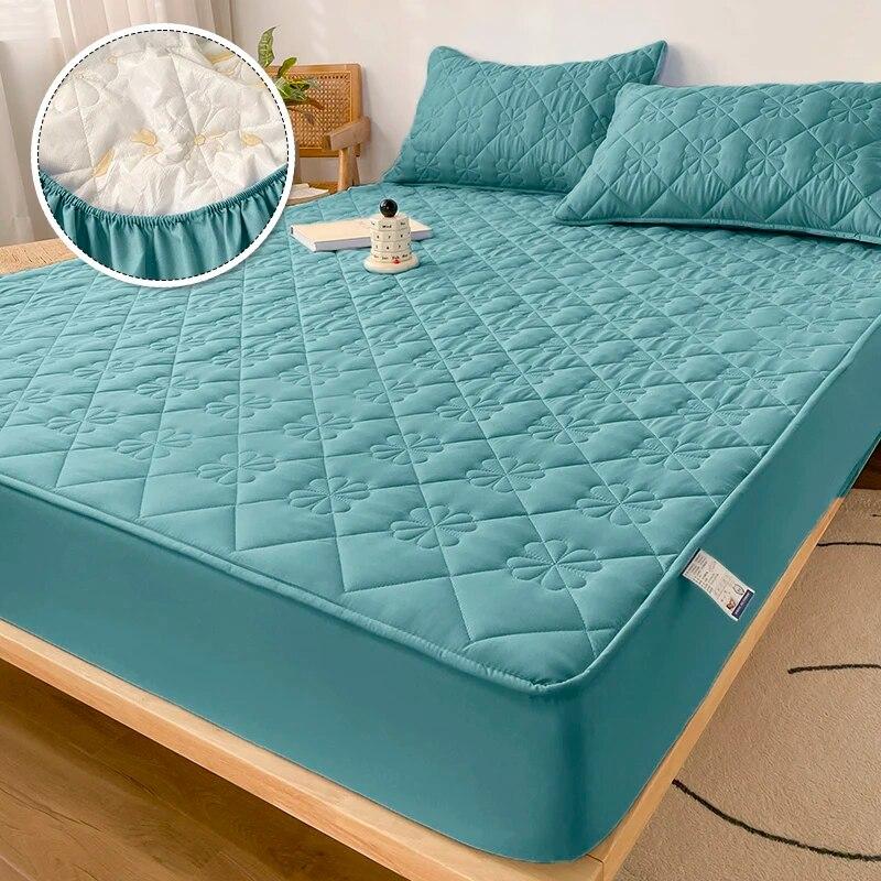 Waterproof Cotton Fitted Sheet Four Leaf Grass Printed Mattress Cover All Inclusive Bedspread Mattress Protective Cover For Home