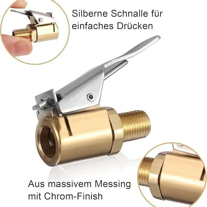Seal-Lock Tire Inflator - Brass Valve Connector for Car/Truck, Anti-Leak Air Chuck with Stonego Grip Tech