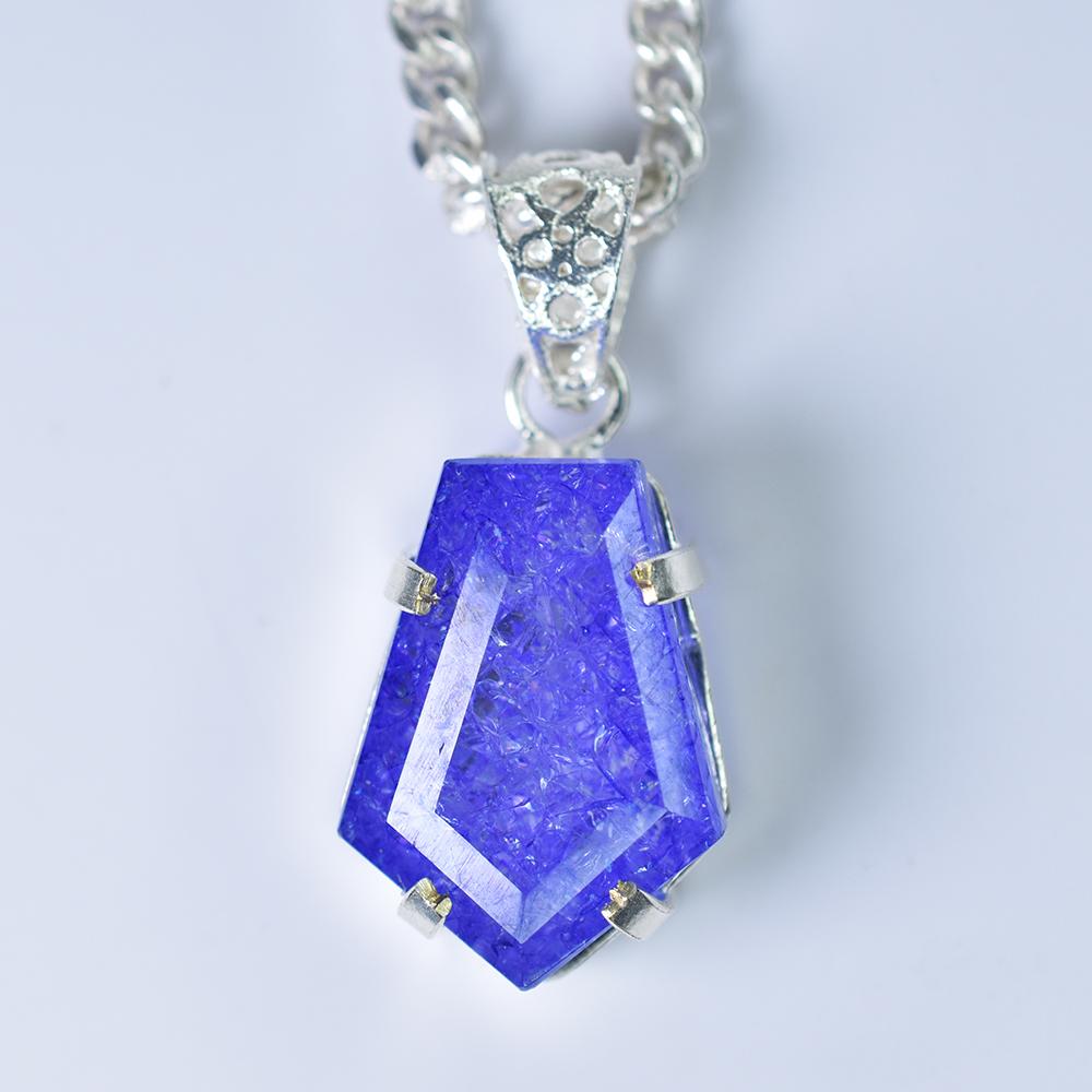 925 Sterling Silver Fancy Pendant 51 Ct CERTIFIED Natural Purple Tanzanite MY.PD-165-NS