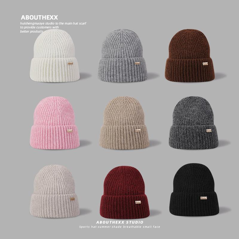 Wool Hat for Women In Winter Small Face Protection Ears and Warm Knitted Hat Outdoor Cold Protection Big Head Flange Hat Men Cold Hat