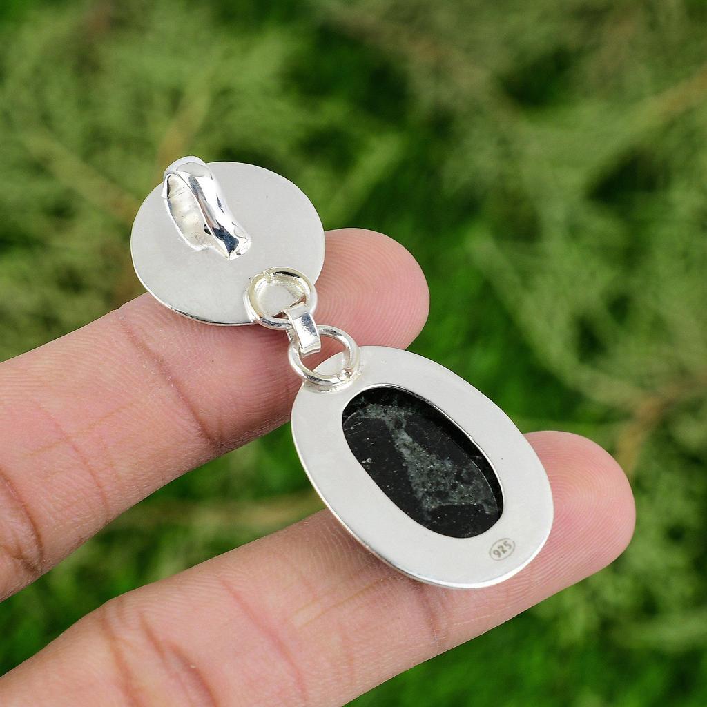 925 Sterling Silver Natural Star Galaxy Jasper Tanzanite Quartz Mermaid Pendant