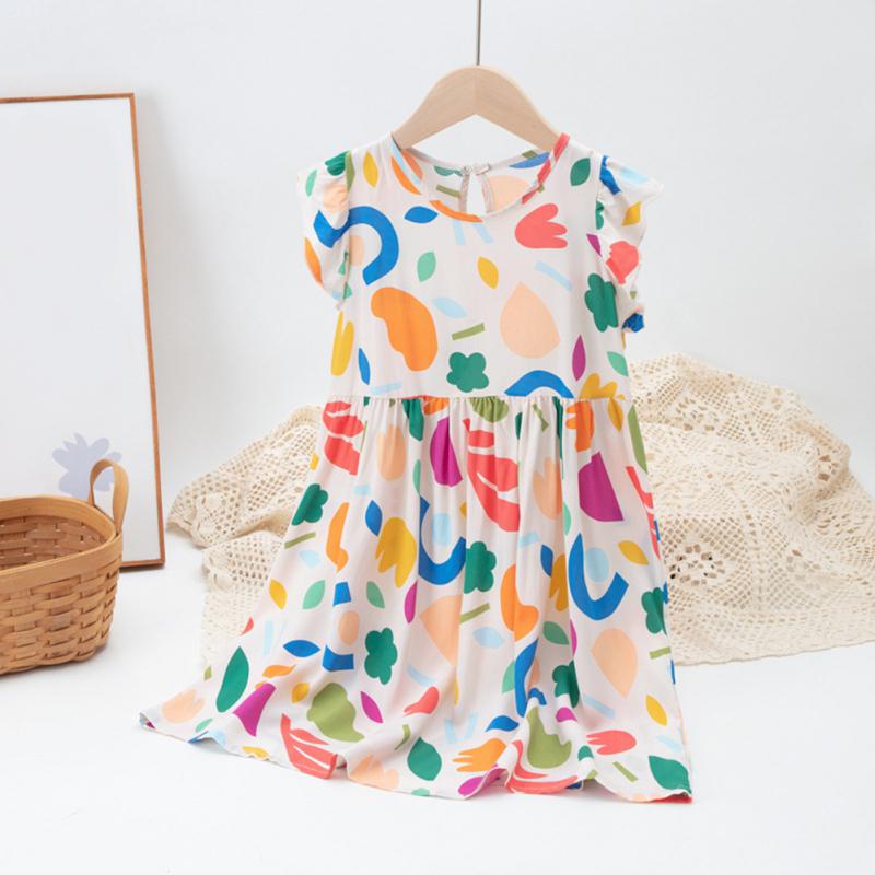 

Детское Платье для Девочек с Цветочным Принтом в Сельском Стиле с Рукавами-Крылышками Детское Платье Принцессы 110