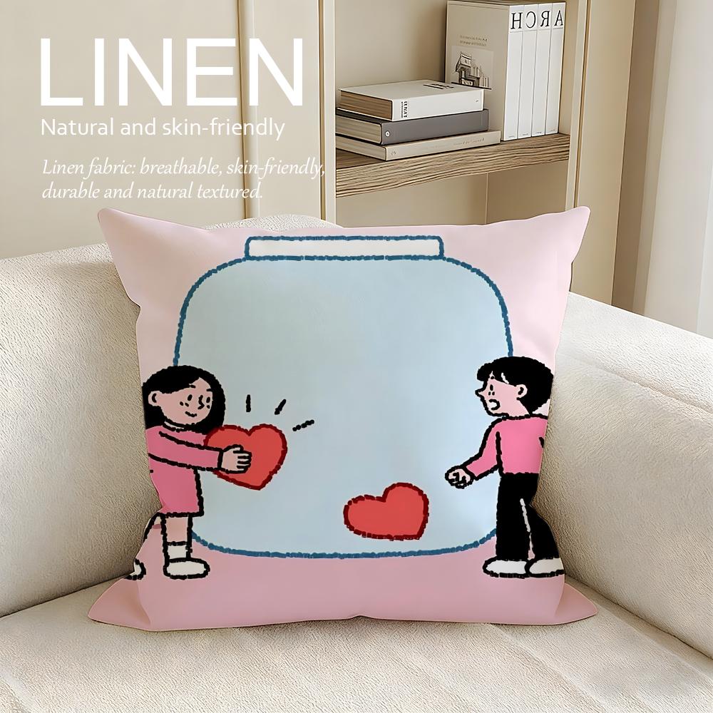 Festival Cute Valentines Day Cushion Cover Pillowcase Set Pcs x x Breathable Washable Sofa Cushion Cover
