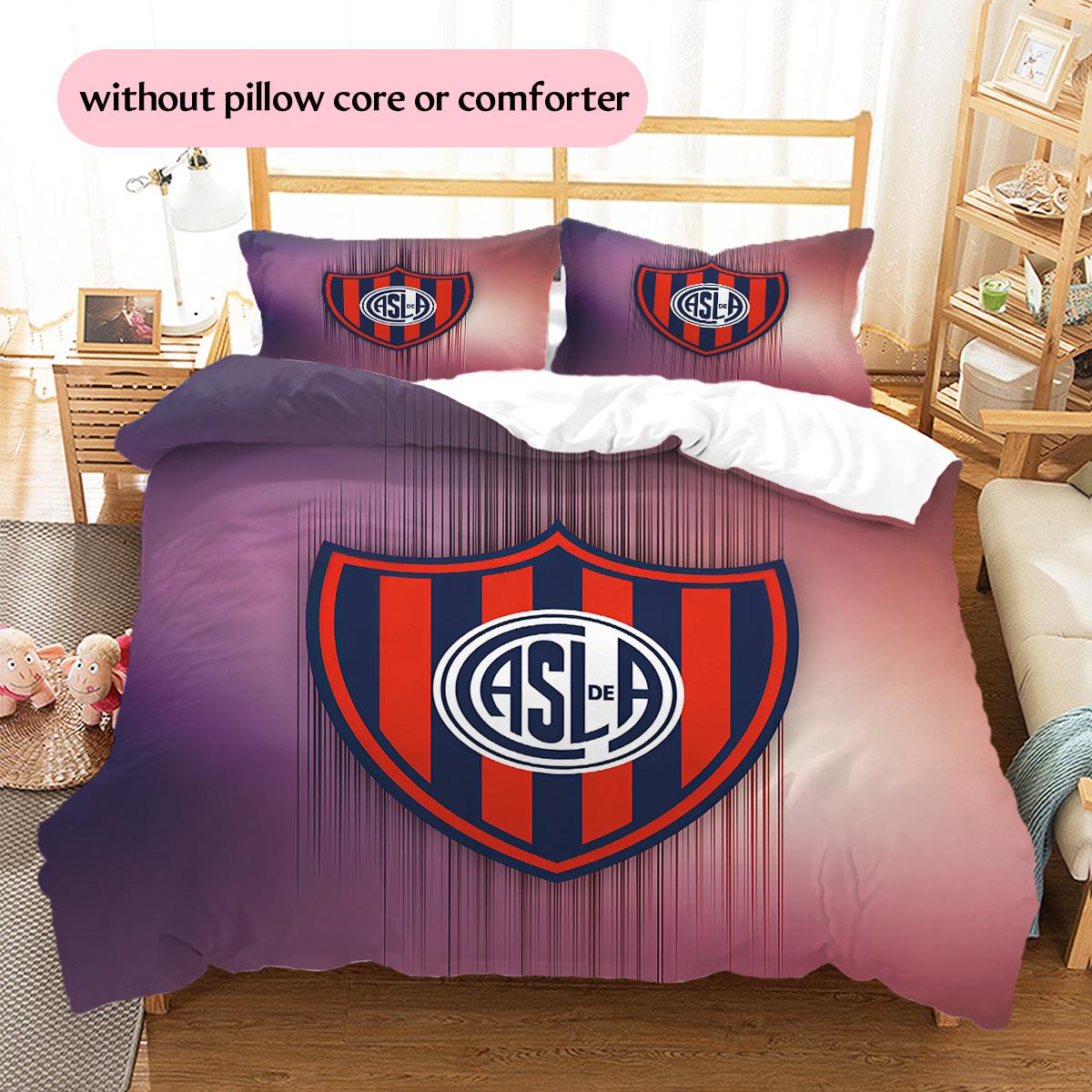 Club Atlético San Lorenzo de Almagro Pattern Bedding Quilt Set Home Decoration Gift (1 * duvet cover + 2 * pillowcase without core) 135x200cm