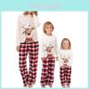 Stylish Christmas-themed Cotton Pajamas For Adults And Kids Long Sleeve 2-piece Set