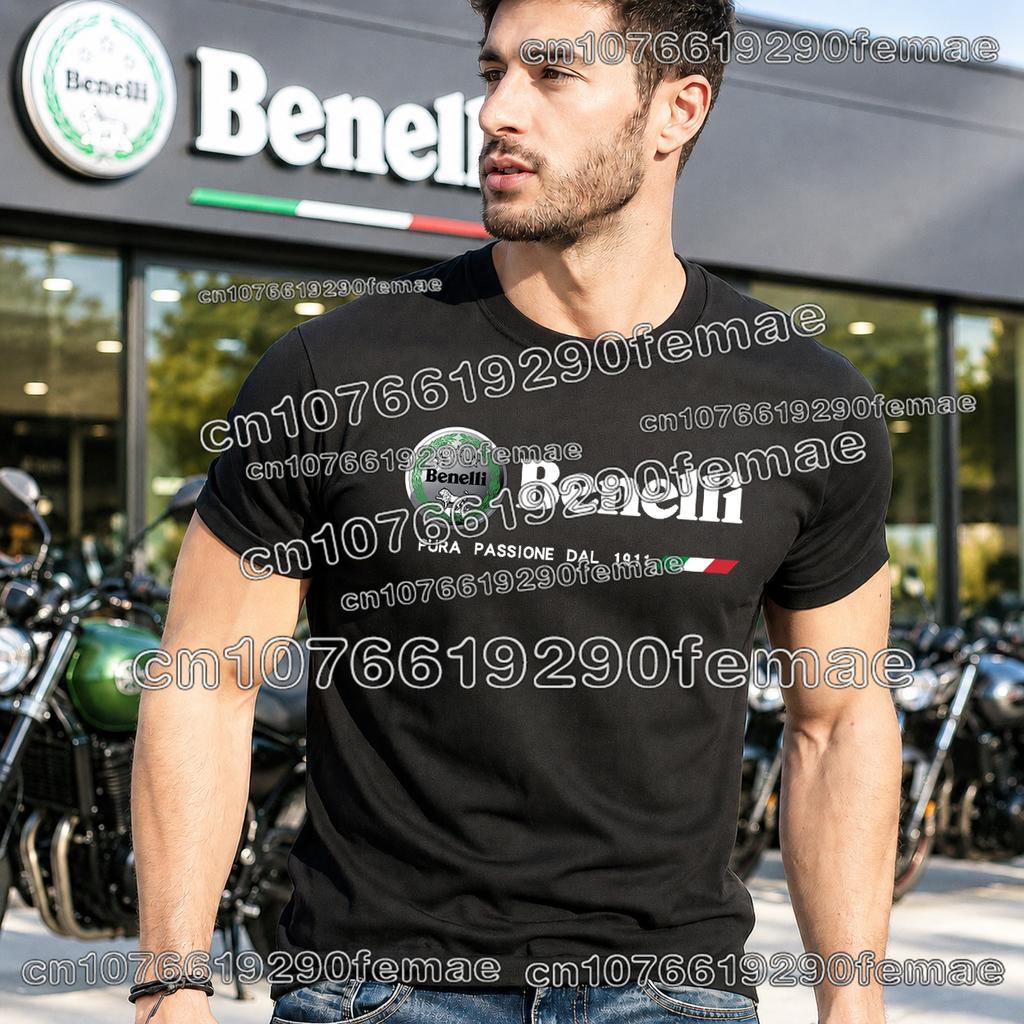 Klassisches Benelli Motorrad Grafik T-Shirt Unisex Weiche Baumwolle Outdoor Lässig Streetwear Mode Biker Shirt Bequemes Oberteil