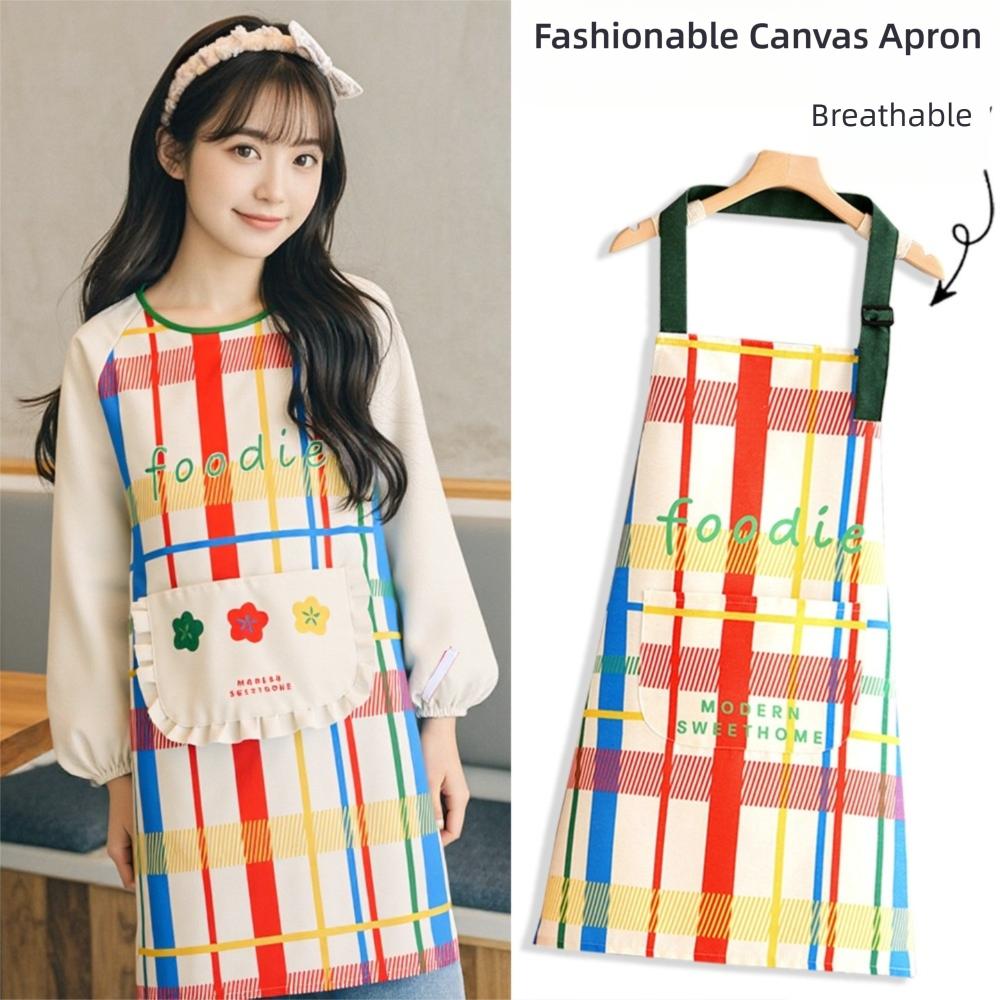 New Canvas Cooking Apron Waterproof Oil-Proof Baking Aprons with Pocket Work Clothes Household