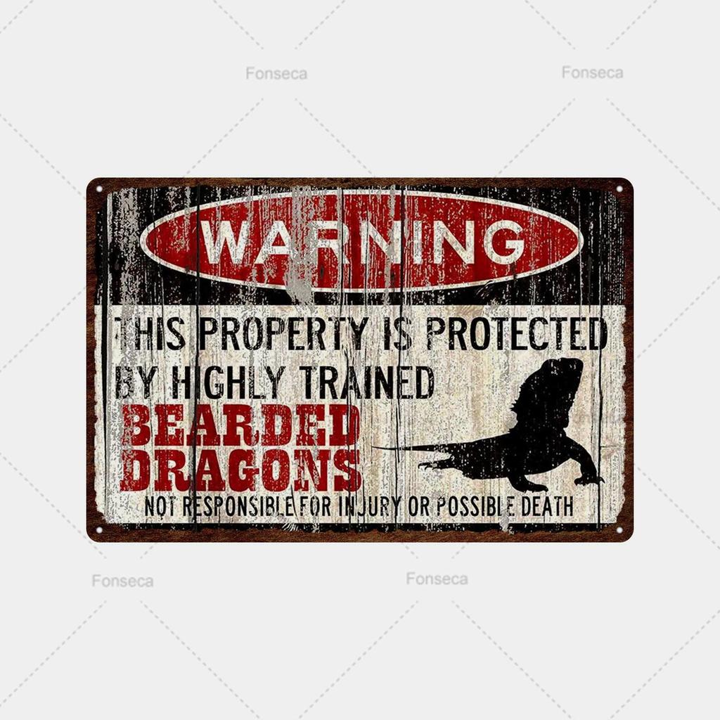 Vintage Tin Attention Animal Warning Signs Metal Sign Plaque Metal Public Retro Wall Decor Garden Park Wild Cave Metal Poster