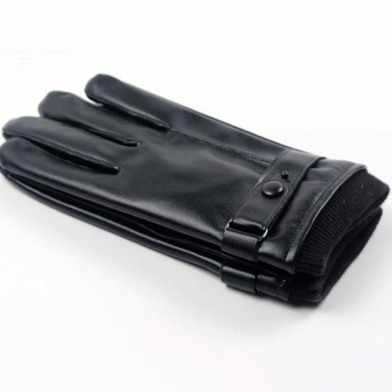 1 Pair Winter Cycling Gloves Faux Leather Touch Screen Anti-slip Thermal Scratch Resistant Windproof Warm Plush Thicken Winter Mittens for Camping