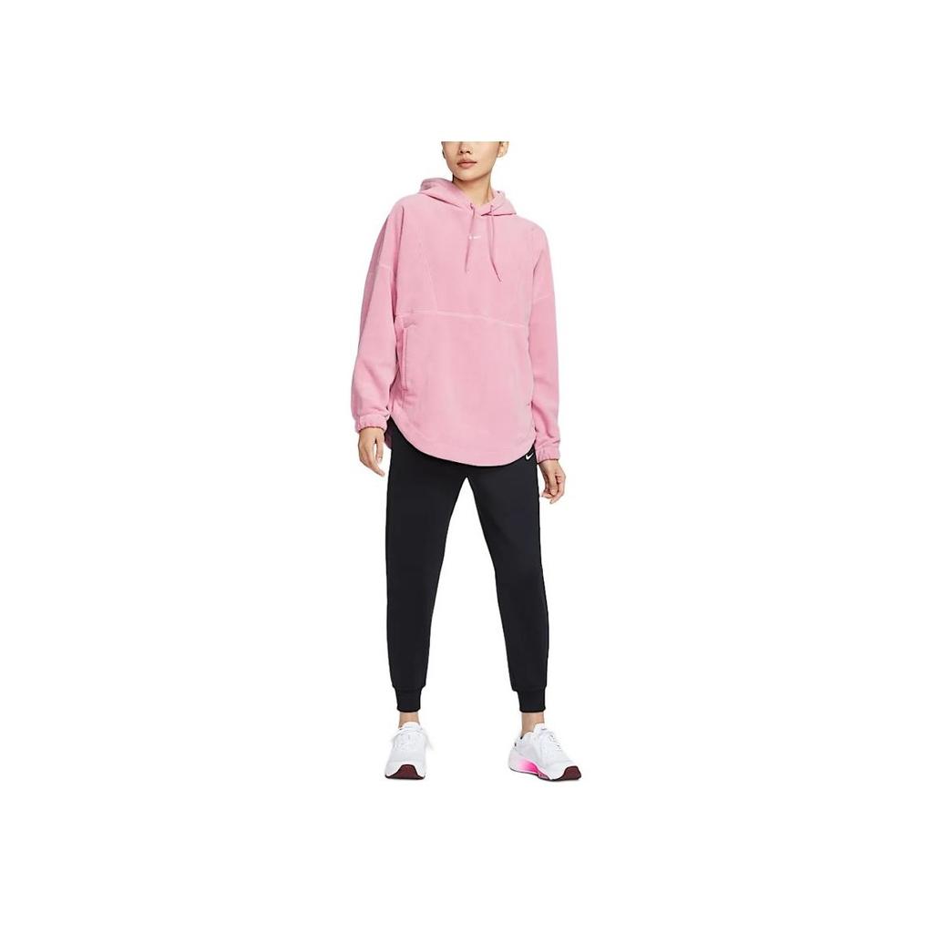 Nike Therma-Fit One FW24 Oversized Pullover Hoodie Comfortable Long Sleeve Sweatshirt Women hoodies Element-Pink White FV8077-699