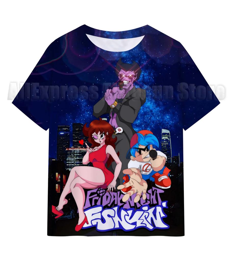 Friday Night Funkin 3D T Shirts Kids Children Game T-shirts Boys Girls Cartoon Anime Tshirts Summer Toddler Tee Streetwear