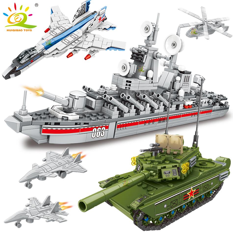 Military Ship Aircraft Cruiser Construction Bricks Army Tank Truck Model Blocks City Construction Kids Toy ideal for Boy Gift Idea