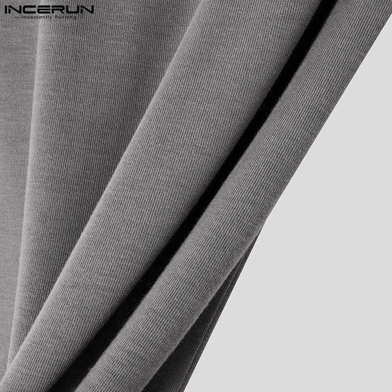 INCERUN Men Mockneck Short Sleeve Solid Color Casual Fittd T-shirts Tops