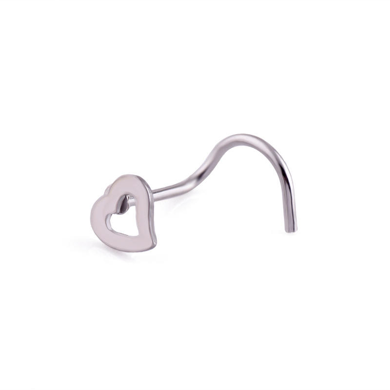 New Pingling Love Nasal Ring Stainless Steel Stainless Steel Steel Heart Corner S -Shaped Nose Nail