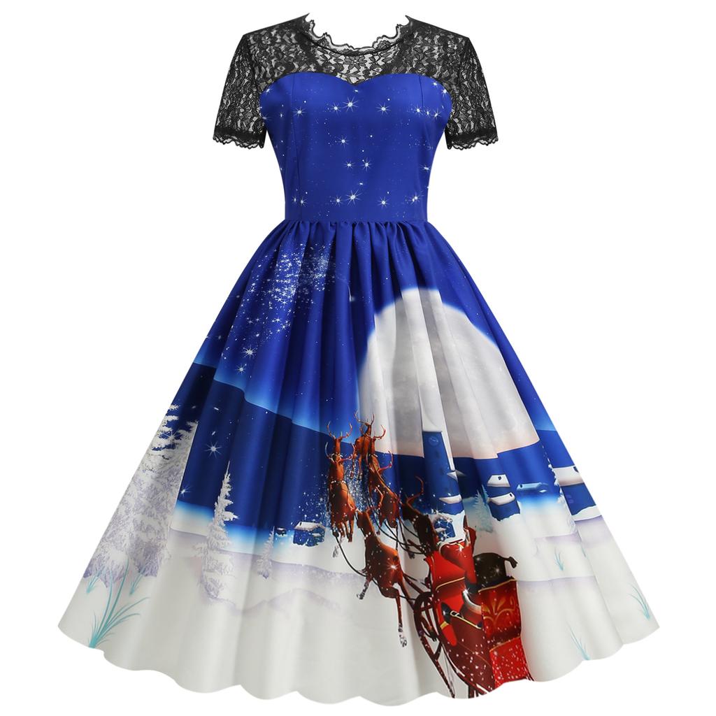 QICED Fashion Summer Spring Short Sleeve O-Neck Casual Dresses