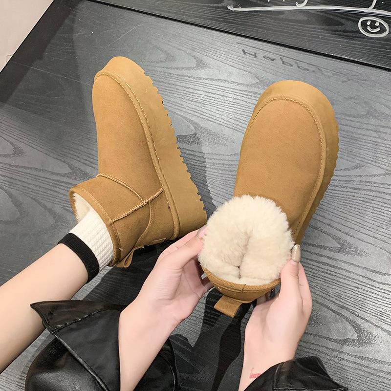 Thick-soled versatile snow boots for women to wear outside the winter new warm and heightened non-slip waterproof small cotton shoes