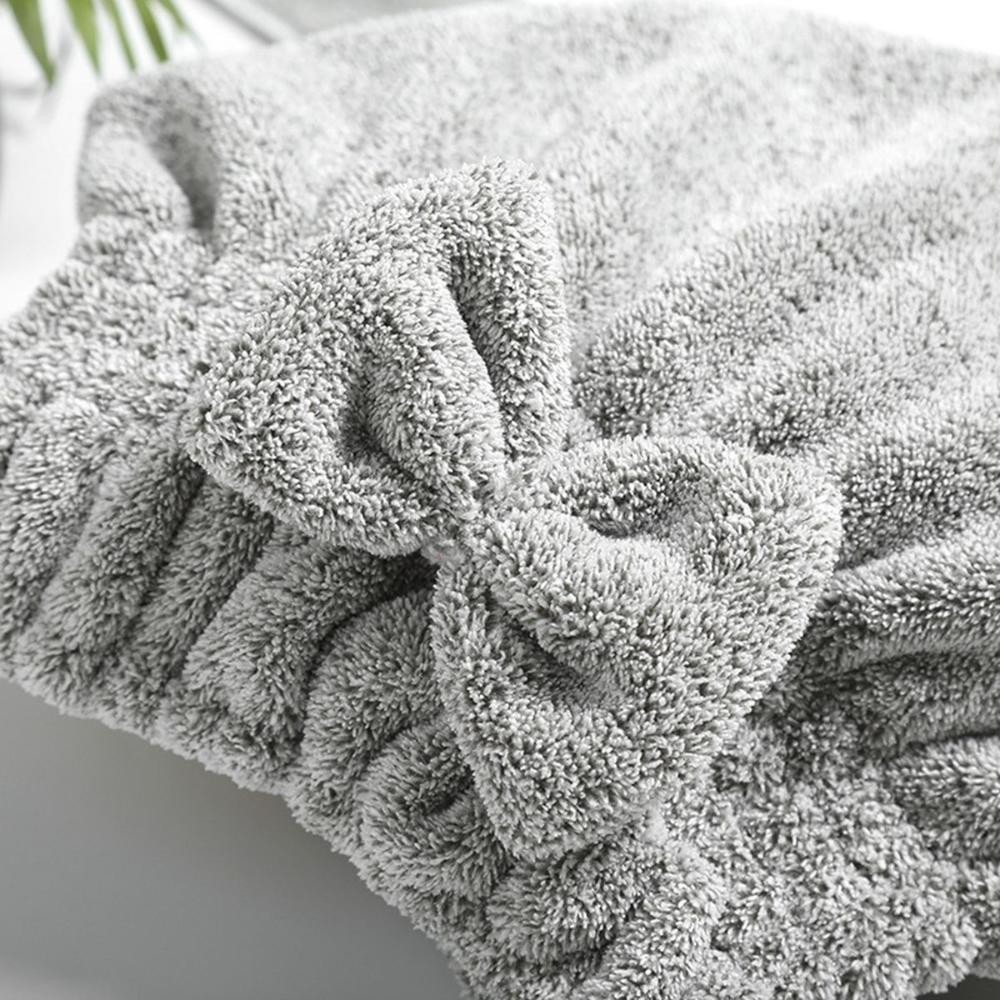 Dry Bamboo Charcoal Fiber Absorbent Anti-bacterial Hair Drying Cap Turban Wrap Bath Hat Towel Cap