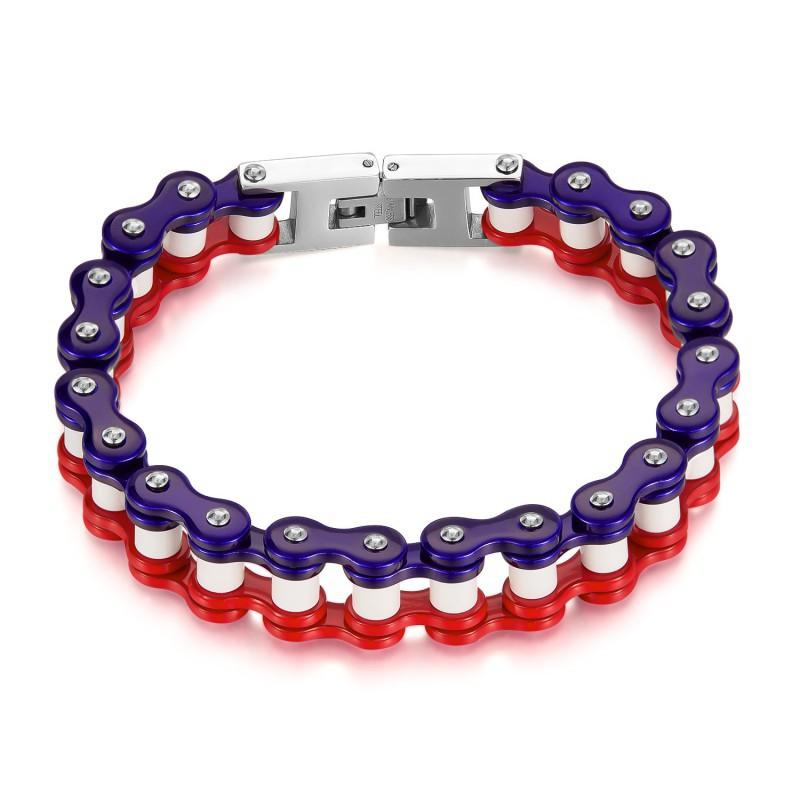 European American Personalized Bracelet Men's Stainless Steel Trendy Fashion Versatile Color Motorcycle Chain Titanium