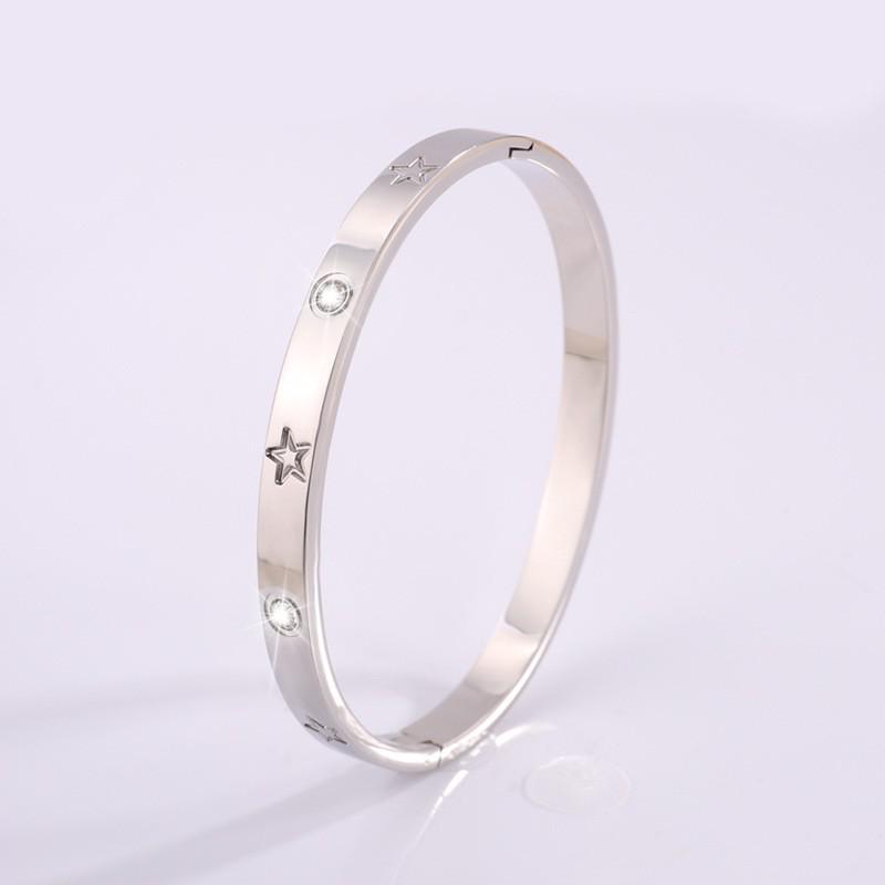 Starry Sky Full Diamond Titanium Steel Bracelet – Versatile, No-Fade Silver Women's Fashion Accessory