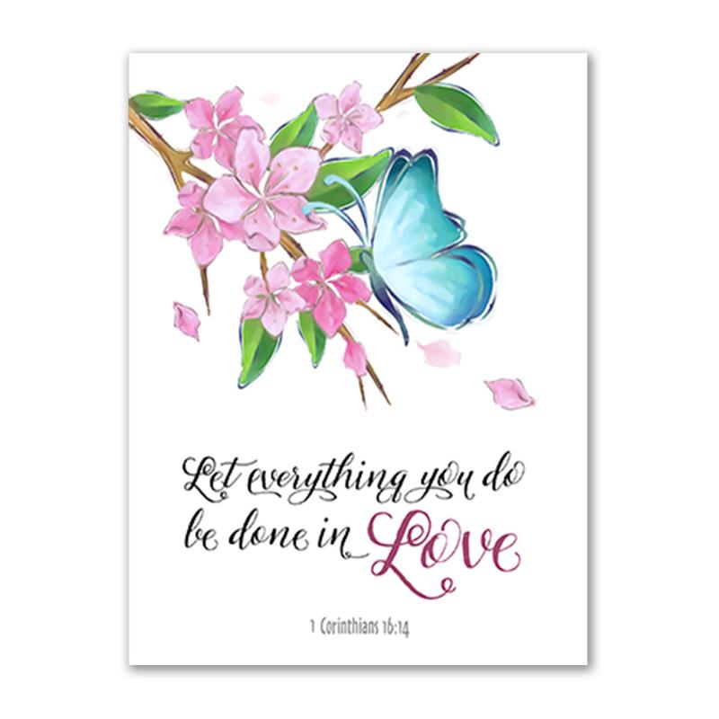 Kwiatowe plakaty akwarela ścienna drukowany obraz werset biblijny płótno sztuka chrześcijańska bóg cytat obraz na płótnie obraz pokój dziecięcy Home Decor