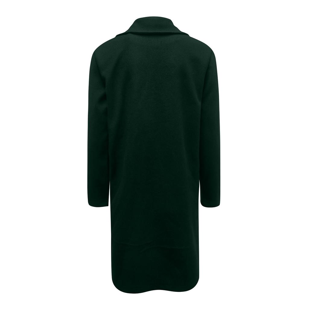 Women's Fashion Colid Color Long Sleeves Lapel Mid-length Button Woolen Coat