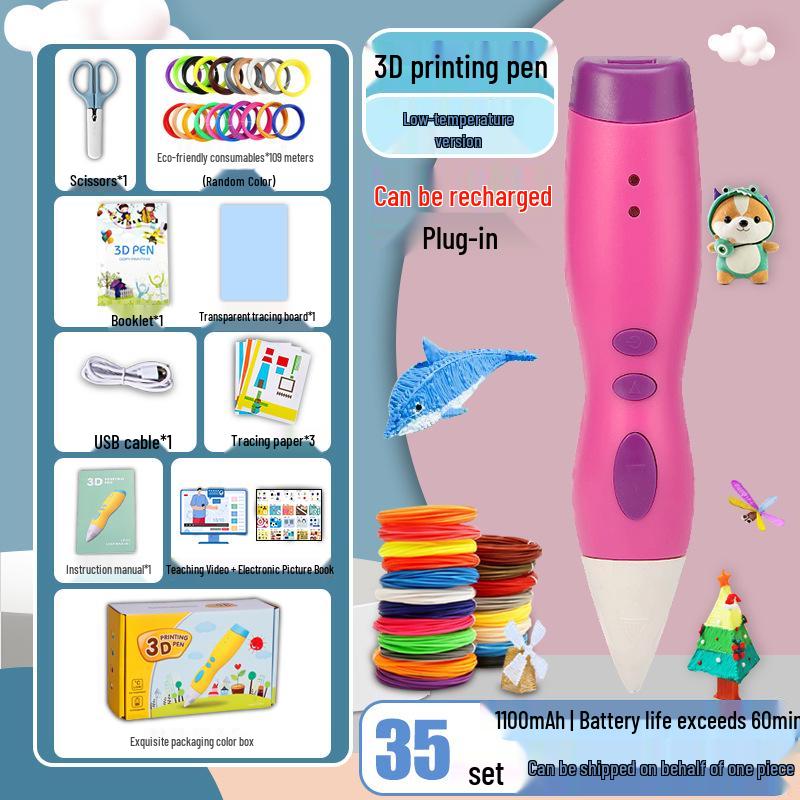 Rechargeable Low Temperature 3D Printing Pen for Kids - 1100mAh PCL Children's Day Gift