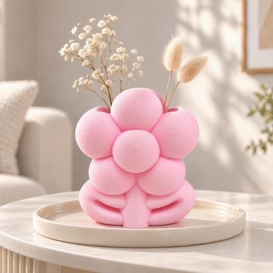 Flower Shaped Pen Cup 3D Printed Storage Holder for Makeup Brushes and Pens, Decorative Minimalist Desk Organizer Floral Organizer, Creative