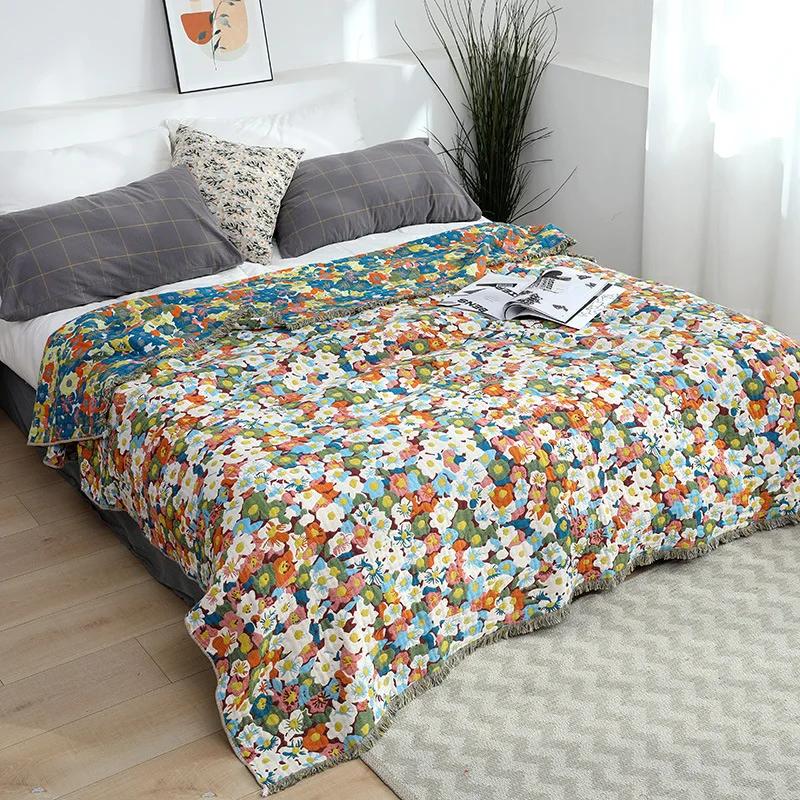 New Gauze Towel Blanket for Adult Summer Cool Duvet, Breathable Cotton Towel Blanket for Two People, Cover Blanket