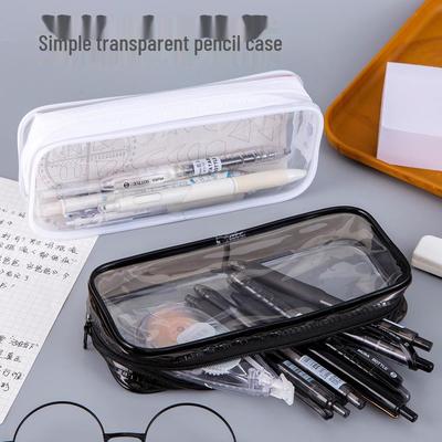 Creative Transparent Zipper Pencil Case - Large Capacity Student Stationery Storage Bag